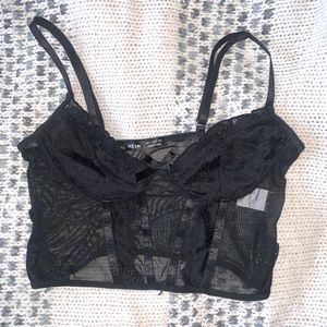 mesh black lingerie top